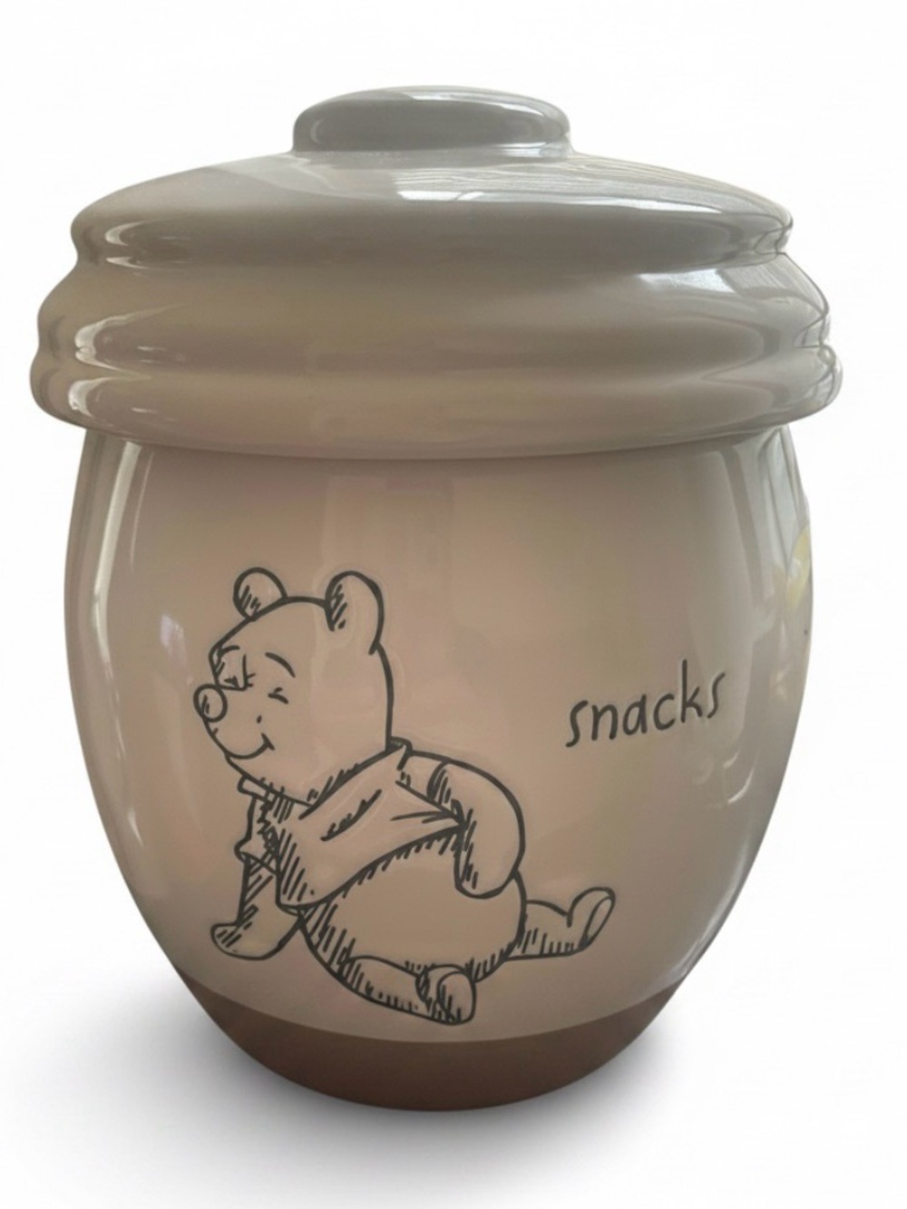Rae Dunn Ceramic 'Snacks' Cookie Jar with Winnie the Pooh Sketch - New